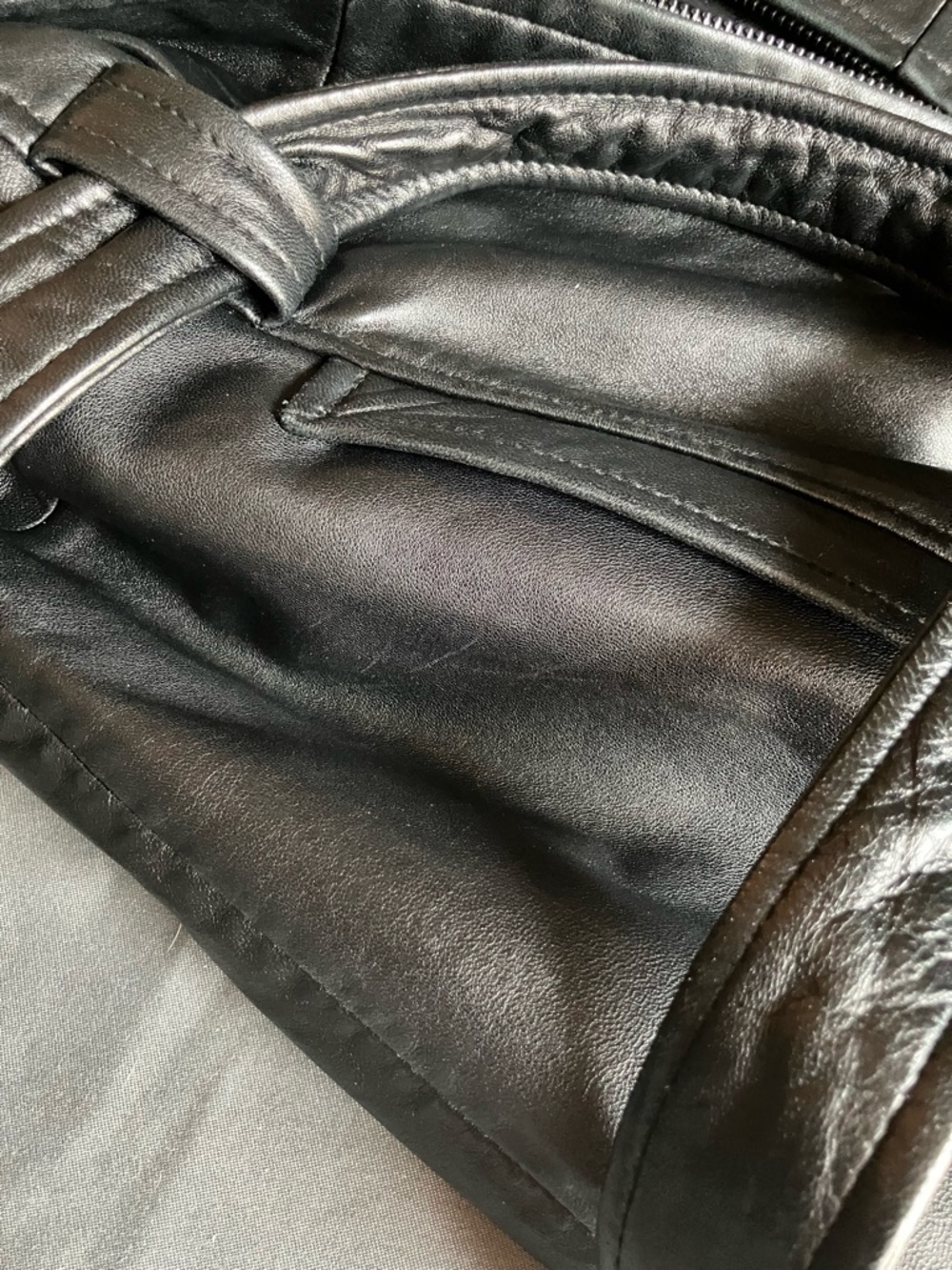 Nine West Black Leather Jacket 3/4 Length, size L